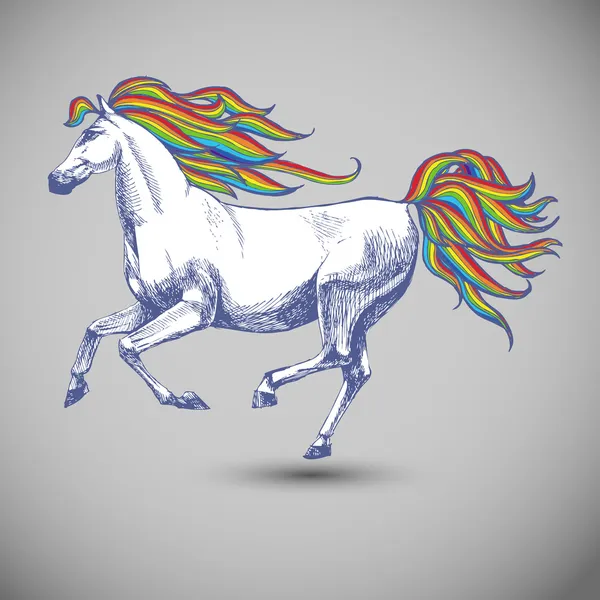 Άλογο με το ουράνιο τόξο μαλλιά. — Διανυσματικό Αρχείο