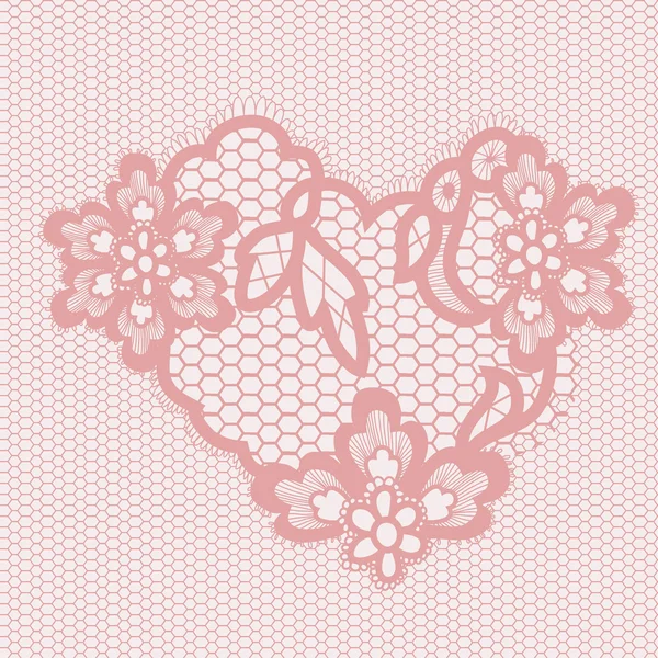 Lace background, ornamental flowers and hearts. — Stock Vector