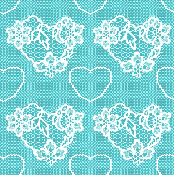 Lace background, ornamental flowers and hearts. — Stock Vector