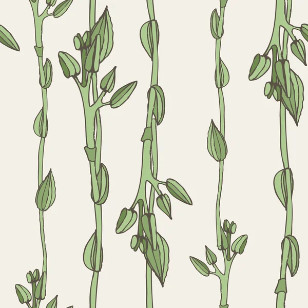 芽および支店のシームレスなパターン. — ストックベクタ