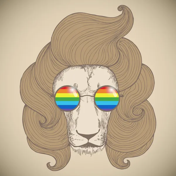 Şık bir saç kesimi ile aslan portre — Stok Vektör