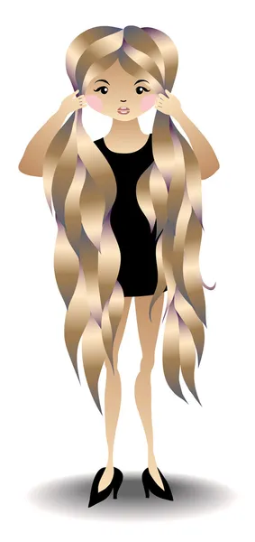 Girl with very long hair. — Stock Vector