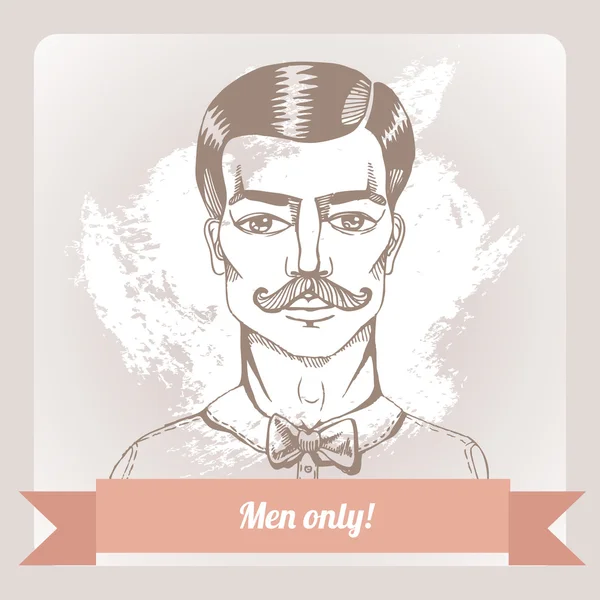 Men only! Portrait of a man whit a moustache. — Stock Vector
