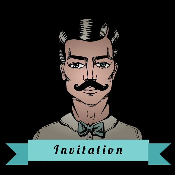 Portrait of a man whit a moustache — Stock Vector