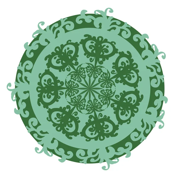 Ornamental round lace green. — Stock Vector