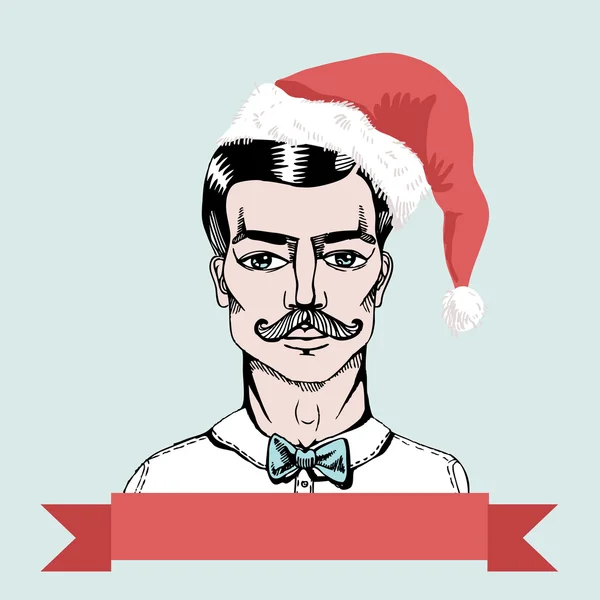 Portrait of a hipster Santa — Stock Vector