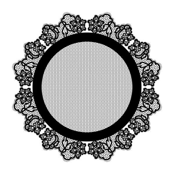 Realistiska runda lacy svart servett. — Stock vektor