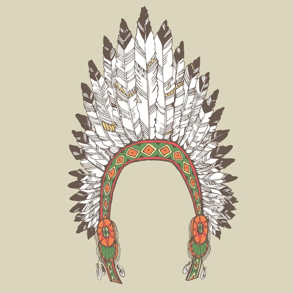 Yerli Kızılderili şefi headdress — Stok Vektör