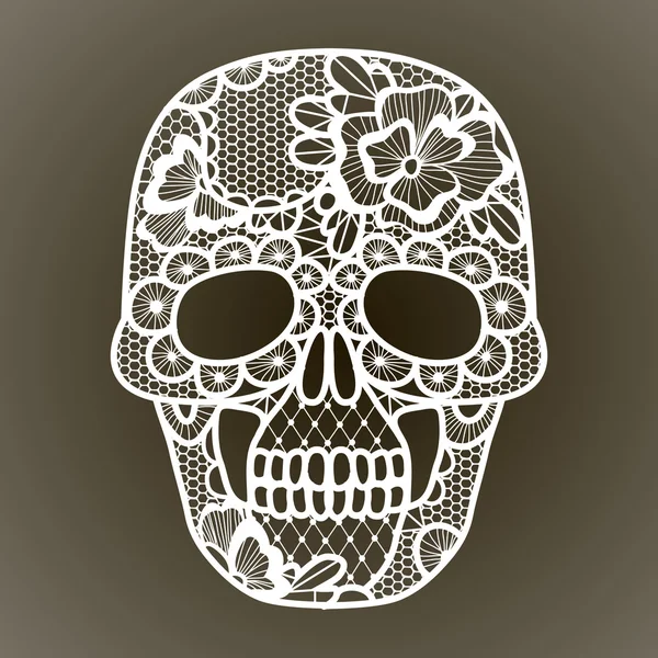 Vector illustration of black floral lacy skull. — Stock Vector