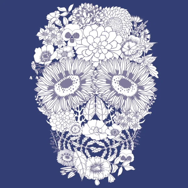 Human skull made of flowers. — Stock Vector