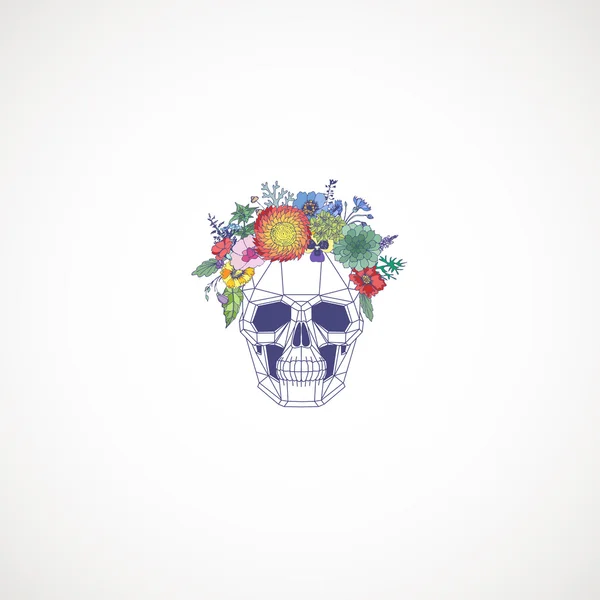 Human skull made of flowers. — Stock Vector