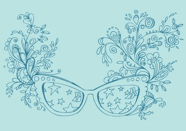 Fantasy sun glasses with floral pattern — Stock Vector