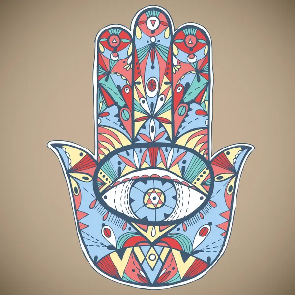 Hand drawn boho hamsa hand. — Stock Vector