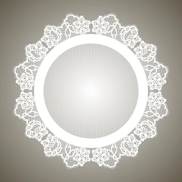 Realistic round lacy white napkin. — Stock Vector