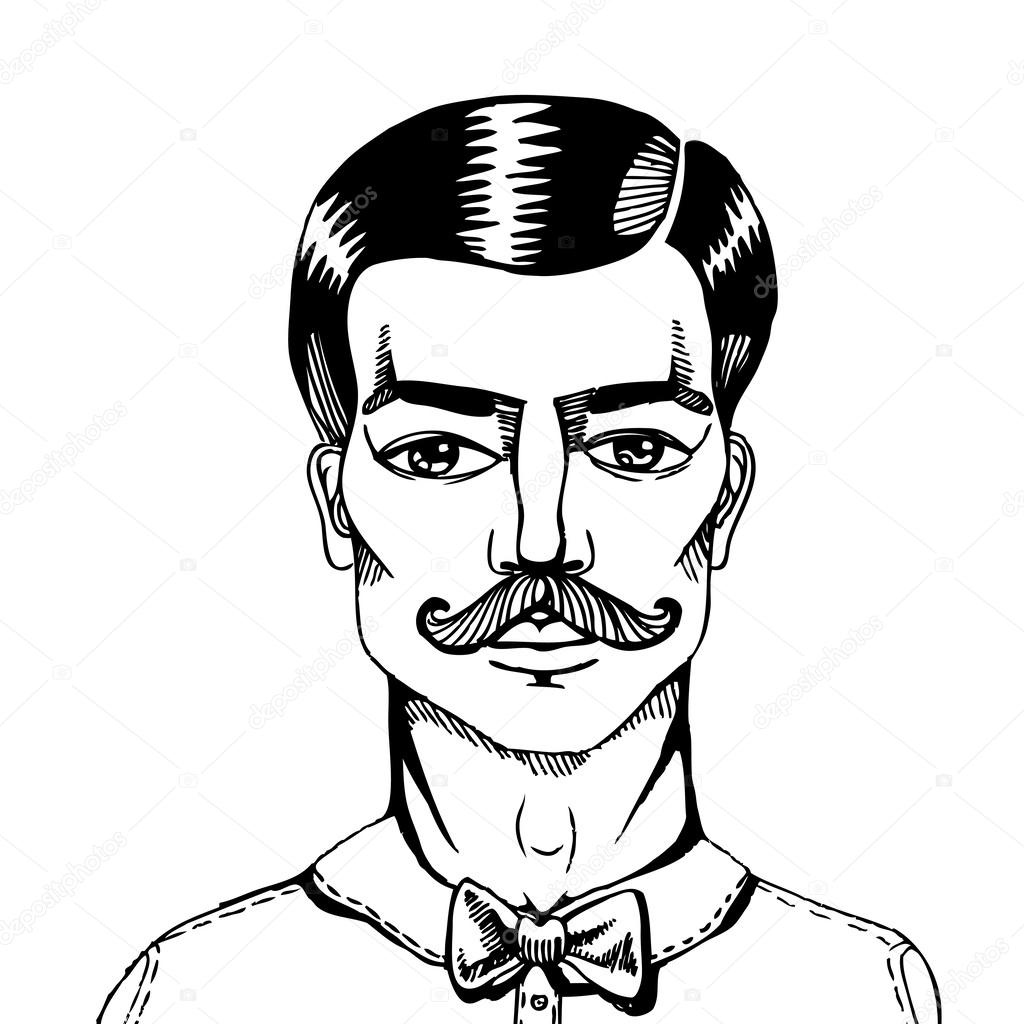 Portrait of a man whit a moustache. Vector illustration. Hipster style.