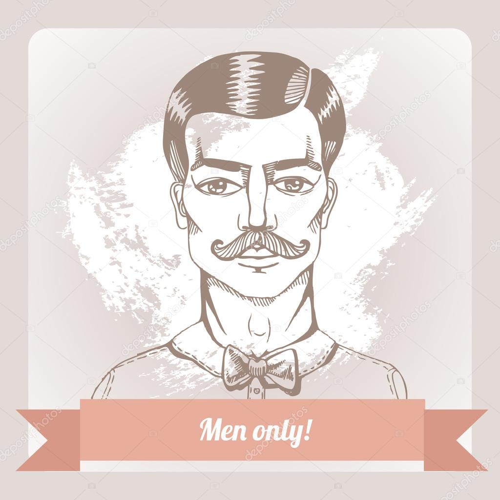 Men only! Portrait of a man whit a moustache.