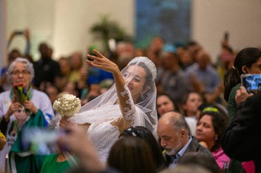 SO PAULO (SP), 10 / 19 / 2022 - POLİTİK / ELEKSİYON - Bu Çarşamba sabahı (19). Aliana Pela Vida, Brezilya 'nın First Lady' si Michelle Bolsonaro ve Tarcsio Freitas hükümetinin adayı.)