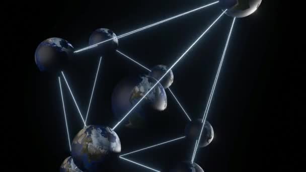 Globi Interconnessi Rotanti Nello Spazio Concetto Universo Multiverso Parallelo Animazione — Video Stock