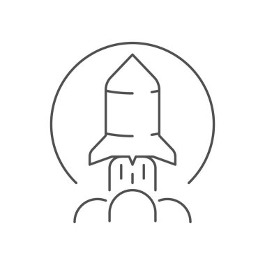 Roket fırlatma hattı simgesi. Düz stil. Beyaz arkaplanda izole. 