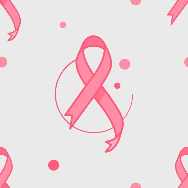 Fita Rosa Consciência Câncer Mama Símbolos Padrão Sem Costura Estilo —  Vetores de Stock