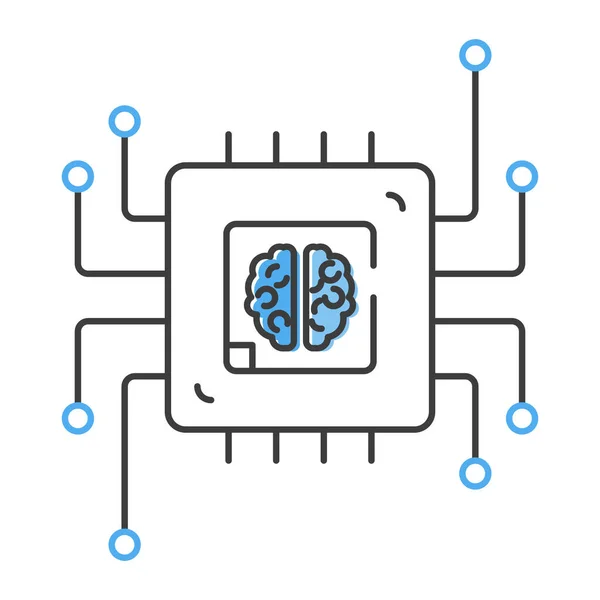 Human Brain Cpu Computer Chip Artificial Intelligence Concept Flat Style — Stock Vector
