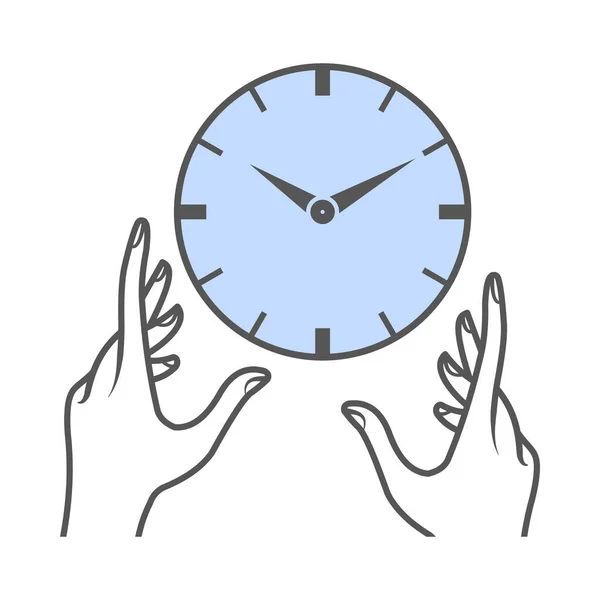 Hands Trying Hold Clock Time Management Concept Flat Style Illustration — Stock Vector