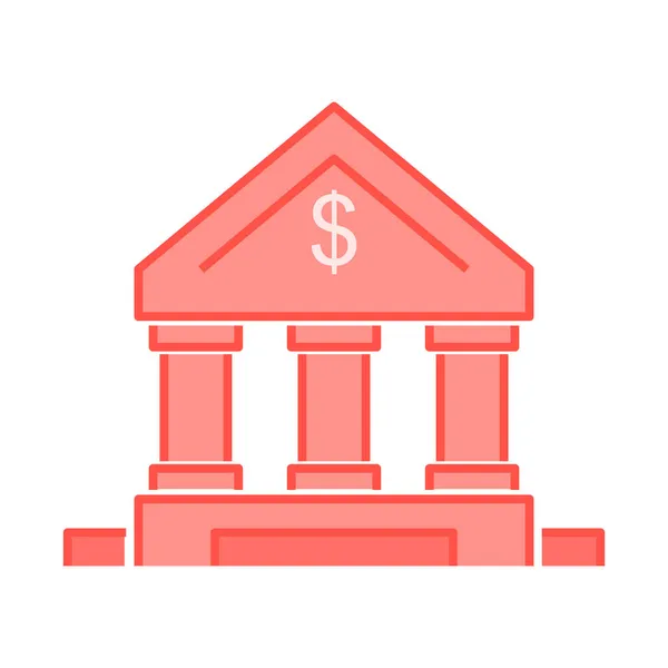Edifício Bancário Com Ilustração Sinal Dólar Americano Estilo Plano Isolado —  Vetores de Stock
