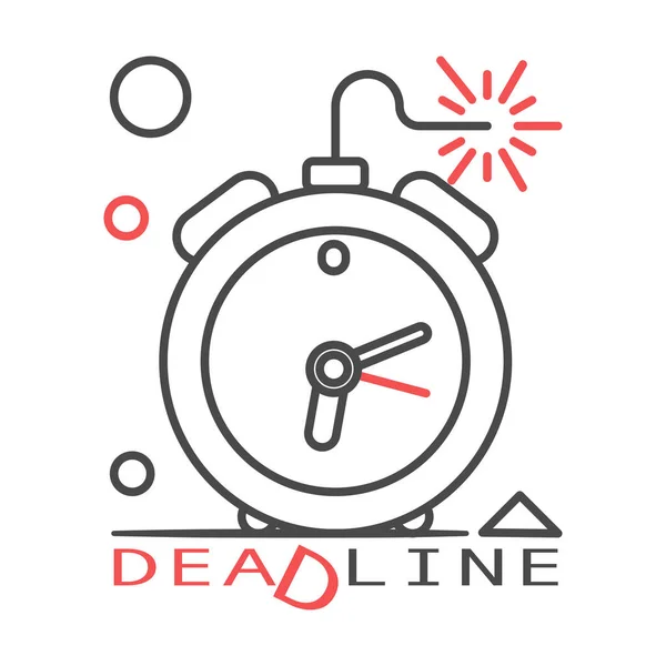 Live Bomb Shape Alarm Clock Text Deadline Time Management Concept — Stock Vector