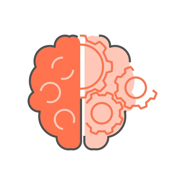 Human Brain Gears Creative Idea Generation Brain Mechanism Concept Flat — Stock Vector