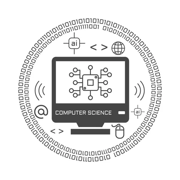 Computer Science Concept Flat Style Illustration — 스톡 벡터
