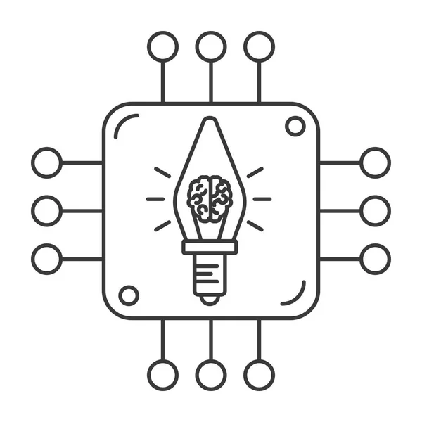 Koncept Strojového Učení Umělé Inteligence Lidský Mozek Uvnitř Elektrické Lampy — Stockový vektor