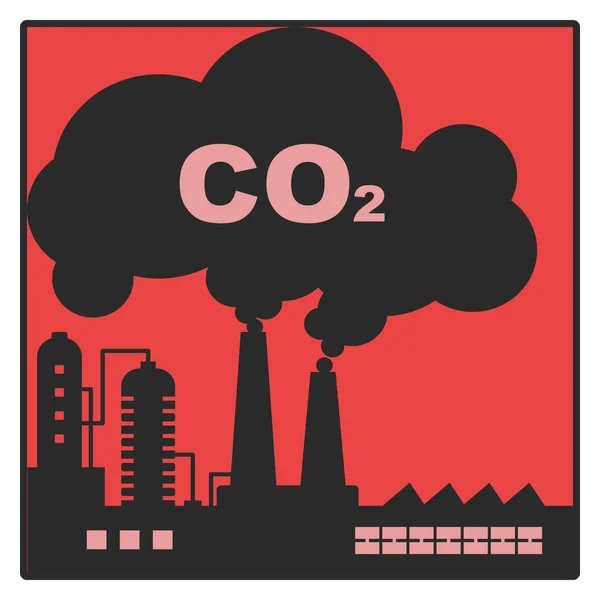Průmyslové Emise Uhlíku Nebo Co2 Koncepce Globálního Oteplování Ilustrace Plochého — Stockový vektor