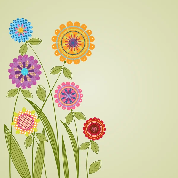 卡与五颜六色的花 — 图库矢量图片