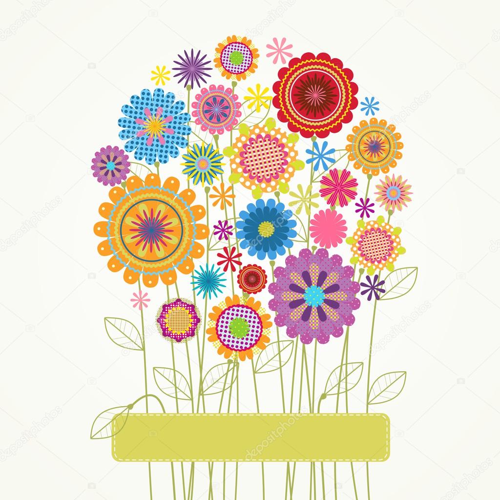 Card with colorful flower