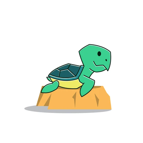 Tortuga Divertida Tortuga Roca Exótica Reptil Dibujos Animados — Vector de stock