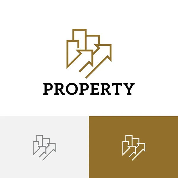 Hus Byggnad Fastigheter Fastigheter Fastighetsinvesteringar Arrow Logo — Stock vektor