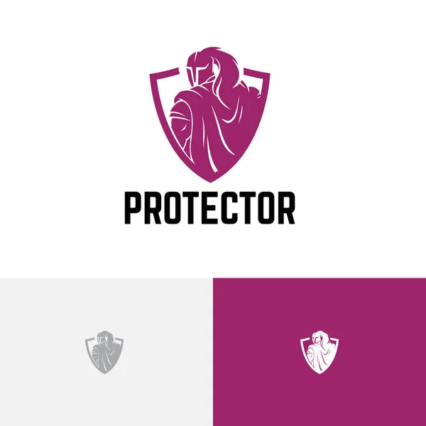 Tarcza Knight Protector Żołnierz Wojownik Zbroja Godło Logo — Wektor stockowy