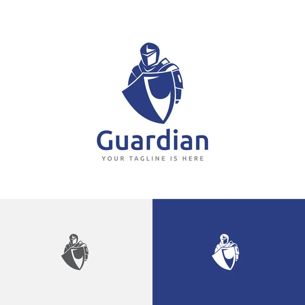 Guardian Shield Knight Spartan Soldier Warrior Armour War Logo Stok Ilustrasi Bebas Royalti