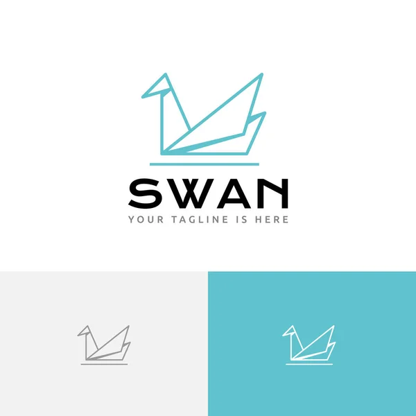 Swan Goose Renang Kertas Origami Gaya Logo Stok Vektor