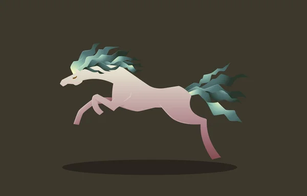 Krásný Kůň Dlouhé Vlasy Mare Běh Skok Elegance Fantasy Karikatura — Stockový vektor