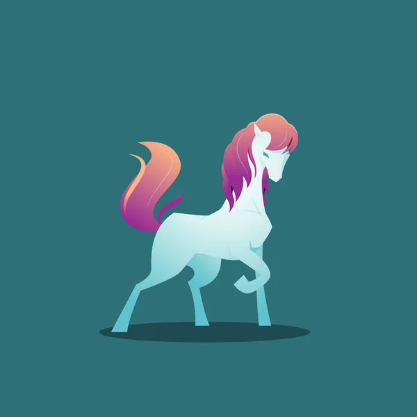 Krásný Modrý Kůň Dlouhé Vlasy Mare Pose Elegance Fantasy Cartoon — Stockový vektor