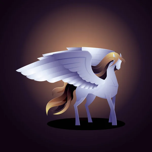 Beautiful Legend Pegasus Winged Horse Standing Spread Wings Fantasy Creature - Stok Vektor