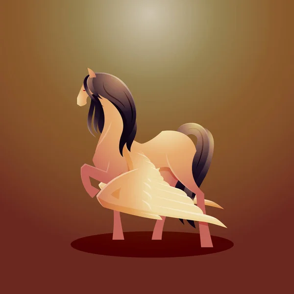 Legenda Indah Pegasus Winged Horse Standing Wings Mythology Fantasi Kartun - Stok Vektor