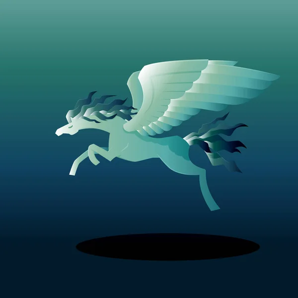 Legenda Pegasus Winged Horse Spread Wings Fly Jump Fantasy Creature - Stok Vektor