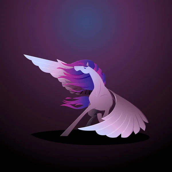Krásná Legenda Pegasus Okřídlený Kůň Běh Taneční Křídla Mytologie Stvoření — Stockový vektor