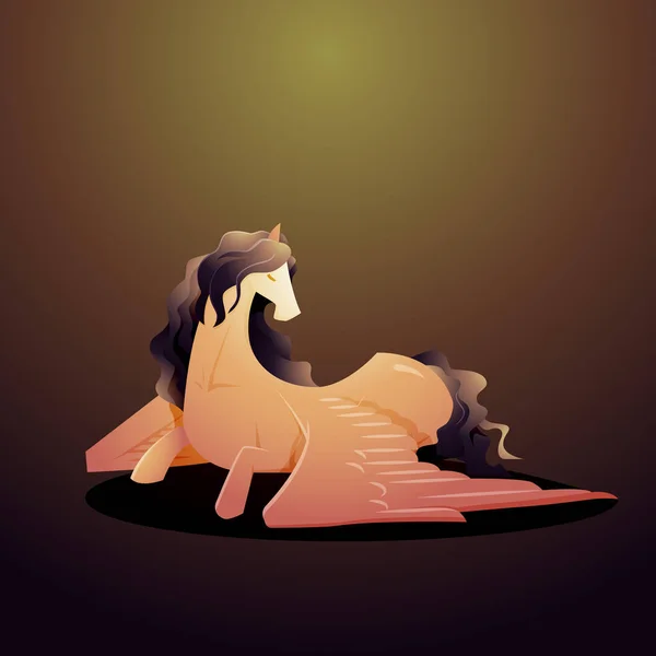 Legenda Indah Pegasus Winged Horse Sit Lying Wings Mythology Kartun - Stok Vektor