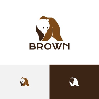 Kahverengi Ayı Vahşi Yaşam Doğa Negatif Logo Şablonu