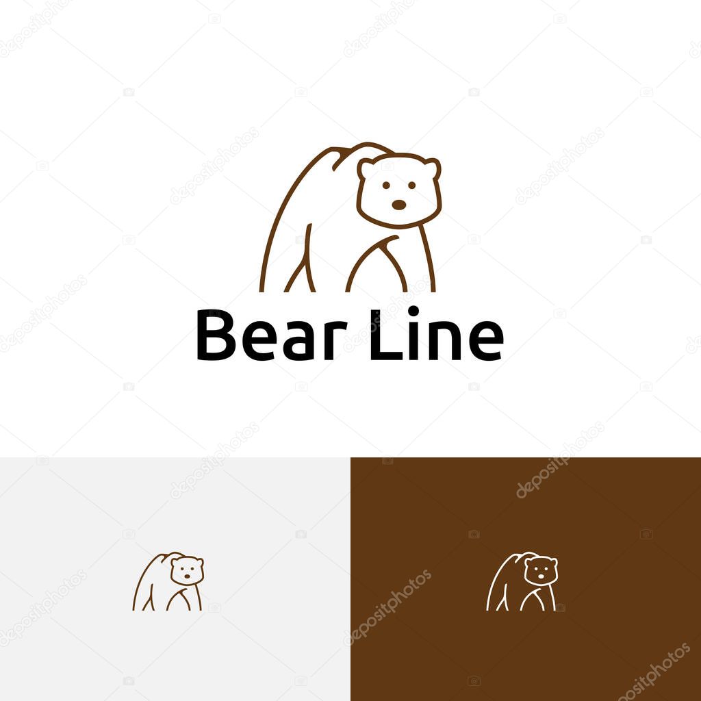 Simple Bear Line Art Style Nature Logo Template