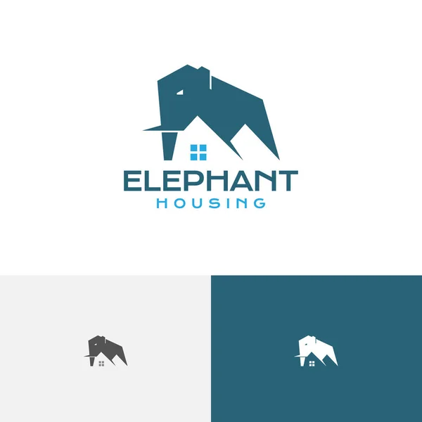 Elephant House Real Estate Realty Logotipo Construcción Fuerte — Vector de stock