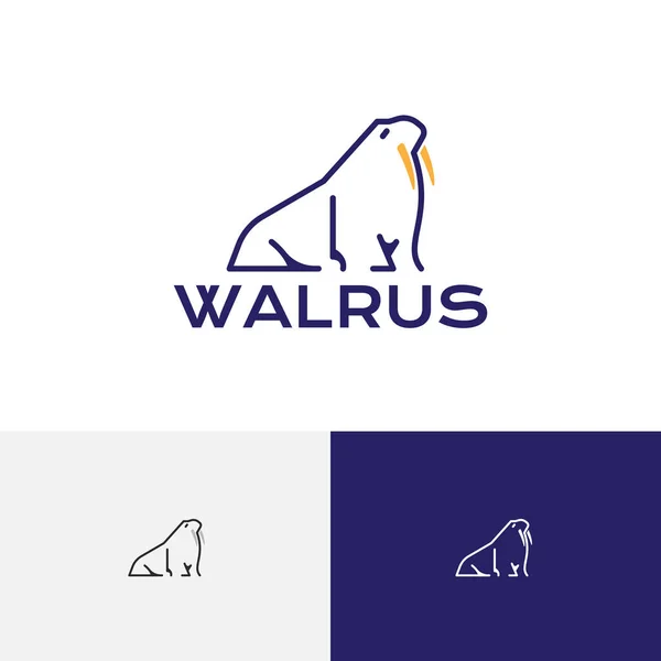 Tusk Walrus Animal Pole Wildlife Line Logotipo Abstracto — Vector de stock